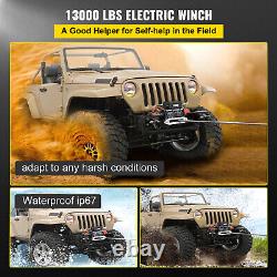 13000LBS Electric Winch 12V Synthetic Cable Truck Trailer Towing Off-Road 4WD