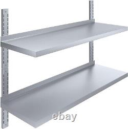 16 x 48 Two-Tier Metal Wall Mount Shelf Stainless Steel Commercial Shelving