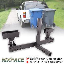 2 Double Can Receiver Mounted Garbage Can Hauling Device -Garbage towing Device