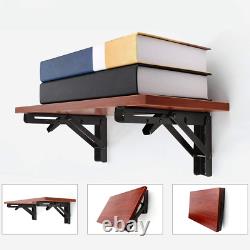 2 Folding Shelf Heavy Duty Steel Collapsible Wall Mount Brackets For Bench Table