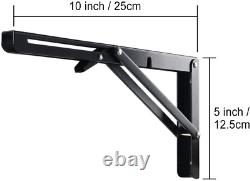 2 Folding Shelf Heavy Duty Steel Collapsible Wall Mount Brackets For Bench Table