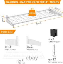 2-Pack Heavy Duty Wall Shelf 45-Inch-By-15-Inch 2X4Ft Garage Storage Rack Floati