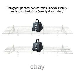 2 Packs Heavy Duty Garage Storage Rack Mesh Surface With 4 Hooks Wall Mounted US