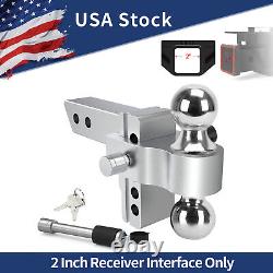 2'' Receiver Adjustable 4'' Drop Trailer Hitch 2 Ball Mount withPin Locks 10000lb