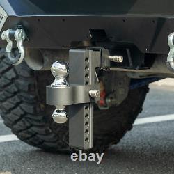 2 Receiver Adjustable Trailer Hitch 2-5 / 16 Dual Ball Mount 10Drop 10000lbs