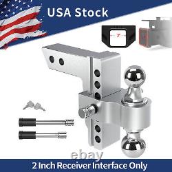 2'' receiver 6'' Drop/Rise Adjustable Trailer Tow Hitch Dual Ball WithLock 12500lb