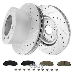 4WD Front Rear Drilled Brake Rotors & Pads Kits for Ford F-250 SD F250 2008-2012