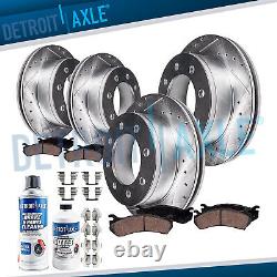 4WD Front & Rear Drilled Rotors + Brake Pads for 2000-2004 Ford F-250 Super Duty