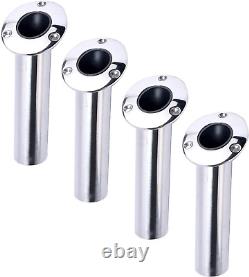 4-Pack Heavy 316 Duty Stainless Steel Rod Holders with Drain, Flush Mount Fishin
