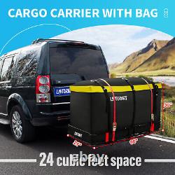 500LBS Folding Hitch Mounted Cargo Carrier Luggage Basket Black Fits 2 Receiver