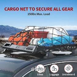 55''Universal Roof Rack Cargo Basket with Cargo Net Rooftop Steel Carrier Basket