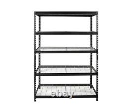 5-Shelf Metal Muscle Rack Heavy Duty Steel Shelving Unit Garage Storage 48x24x72