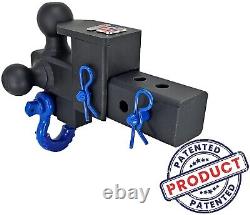 Adjustable Trailer Hitch, Tri-Ball Mount Pintle Hitch D-Ring, 2.5 SOLID Receiver
