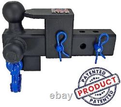 Adjustable Trailer Hitch, Tri-Ball Mount Pintle Hitch D-Ring, 2.5 SOLID Receiver