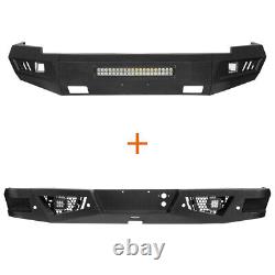 BLACK STEEL FRONT REAR BUMPER WithLED LIGHT BAR FIT CHEVY SILVERADO 1500 2007-2018