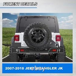 Black Duty Steel Rear Bumper For 2007-2018 Jeep Wrangler JK JKU withLED Lights