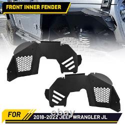 Black Front Inner Fender Liner Fit For Jeep Wrangler 2018-2023 JL JLU Duty Steel