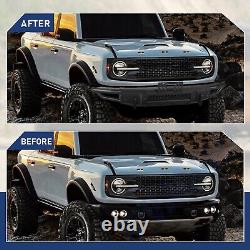 Black Full Width Front Bumper For 2021 2022 2023 Ford Bronco withSide WIngs Steel