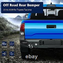 Black Powder Coat Steel Rear Bumper Assembly w 4x Leds For Toyota Tacoma 16-19