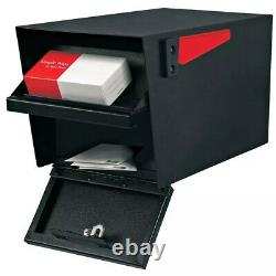Black Steel Anti Theft Post Mount Locking Mailbox Weather Resistant Heavy Duty