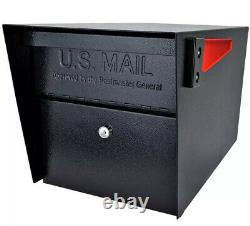 Black Steel Anti Theft Post Mount Locking Mailbox Weather Resistant Heavy Duty