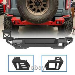 Black Steel Rear Bumper for 2021-2023 Ford Bronco Textured Assembly Heavy Duty