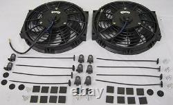 Dual 10 Heavy Duty Black S-Blade Electric Radiator Cooling Fans with Mounting Kit