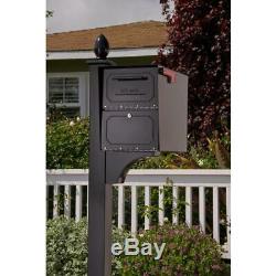 Extra-large 12-inW x 18.1-inH Lockable Post Mount Mailbox with Notification Flag 