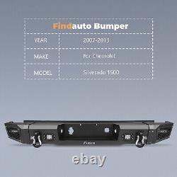 FINDAUTO Rear Bumper For Chevy Silverado Sierra 1500 2007-2013 with 4 Led Lilghts