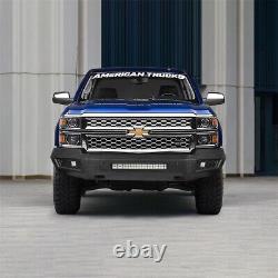 FIT CHEVY SILVERADO 1500 2014-2015 BLACK STEEL FRONT BUMPER WithLED LIGHT BAR