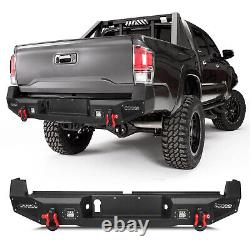 Fit for 2016-2021 Tacoma New Black Front + Rear Bumper withWinch Plate&LED LIghts