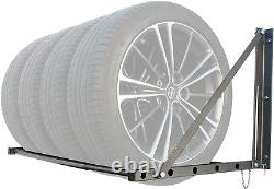 Folding Tire Wheel Rack Storage Holder Heavy Duty Garage Wall Mount Steel 300Lb