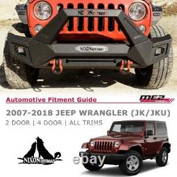 For 07-18 Jeep Wrangler JK JKU Heavy Duty Steel Front Bumper LED + D-ring 4 in 1