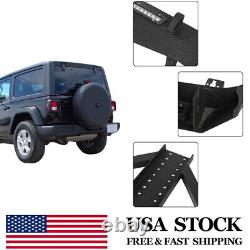 For 2007-18 Jeep Wrangler JK Black Rear Bumper & Tire Carrier & LED Lights steel