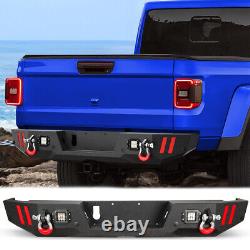 For 2019-2023 2024 Jeep Gladiator JT Rear Bumper with LED Lights Heavy Duty Steel