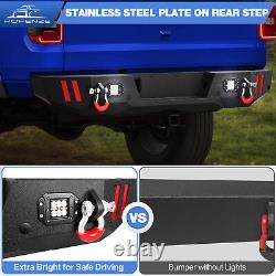 For 2019-2023 2024 Jeep Gladiator JT Rear Bumper with LED Lights Heavy Duty Steel