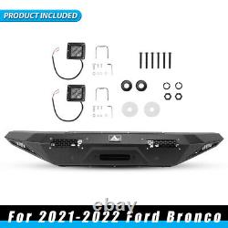 For 2021 2022 Ford Bronco Front Bumper Build-in LED Lights Heavy Duty Steel BLK