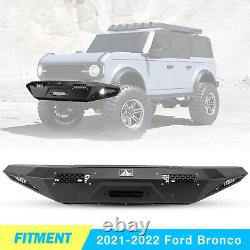 For 2021 2022 Ford Bronco Front Bumper Cover with LED Lights Heavy Duty Steel