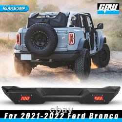 For 2021 2022 Ford Bronco Front Rear Bumper with LED Lights Heavy Duty Steel BLK