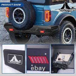 For 2021 2022 Ford Bronco Rear Bumper Heavy Duty Steel Powder Coated withLED Light