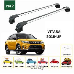 For Suzuki Vitara 2015-Up Roof Rack Cross Bars Metal Bracket Flush Rail Alu Silv