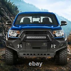 For Toyota Tacoma 05-15 Front + Rear Bumper Assembly Black Steel w Led Lights