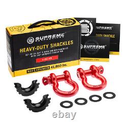 Front Bolt-On Shackle Mounts and Red D-Ring Shackles Set for 07-21 Toyota Tundra