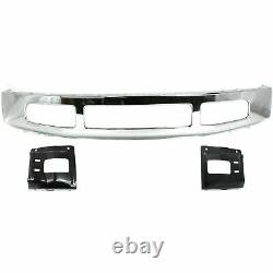 Front Bumper Chrome Steel + Mounting Brackets For 2008-2010 Ford F-250 F-350