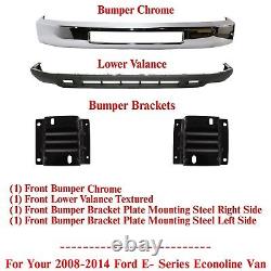 Front Bumper Chrome +Valance + Brackets For 2008-14 Ford E- Series Econoline Van
