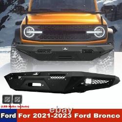 Front Bumper For 2021-2023 Ford Bronco Built-in LED Fog Lights Heavy Duty Steel