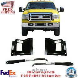 Front Bumper Outer Bracket + Mount Plates For 05-07 Ford F-250 F-350 Super Duty