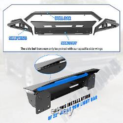 Front Bumper Set For 2013-2023 Ram 1500 with2LED Pod Lights+Licence Plate Bracket