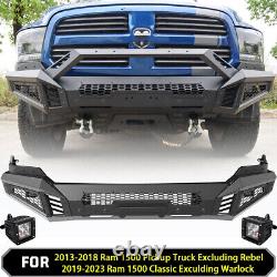 Front Bumper with2LED Lights For 2013-2018 Ram 1500 2019-2023 Ram 1500 Classic
