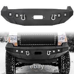 Front Bumper with LED Lights + D-Rings Winch Ready For 2009-2014 Ford F150 F-150